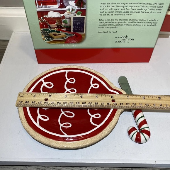 New Fitz and Floyd Santa’s Kitchen Snack Plate & Spreader Ornament CandyCane NIB - Picture 8 of 10